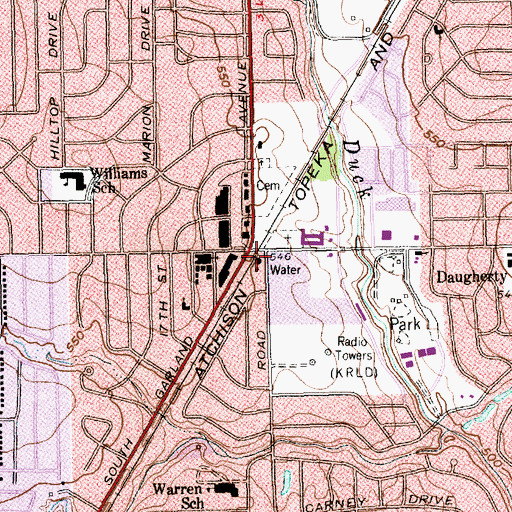 Topographic Map of Saint Davids Episcopal Church, TX