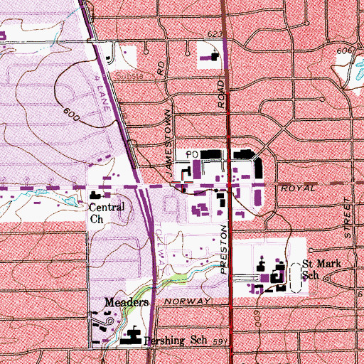 Topographic Map of Saint Lukes Episcopal Church, TX