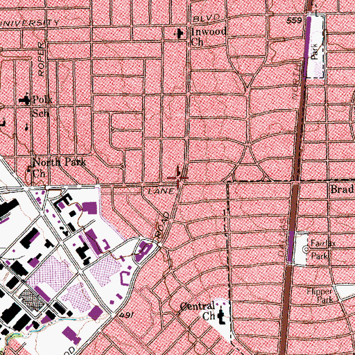 Topographic Map of Saint Thomas the Apostle Episcopal Church, TX
