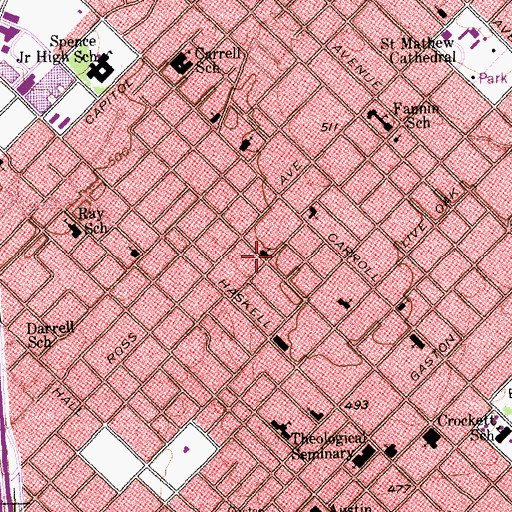 Topographic Map of Emanuel Lutheran Church, TX