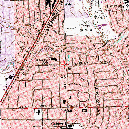 Topographic Map of First Lutheran Church, TX