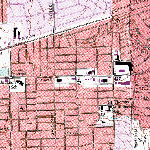 Topographic Map of First United Lutheran Church, TX