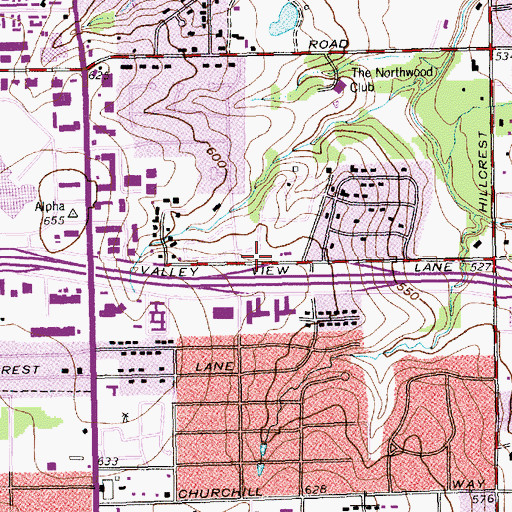 Topographic Map of King of Glory Lutheran Church, TX