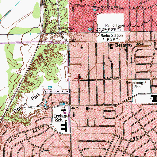 Topographic Map of Victory Temple Church of God in Christ, TX