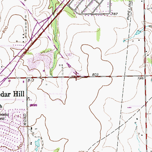 Topographic Map of Cedar Hill Church of the Nazarene, TX