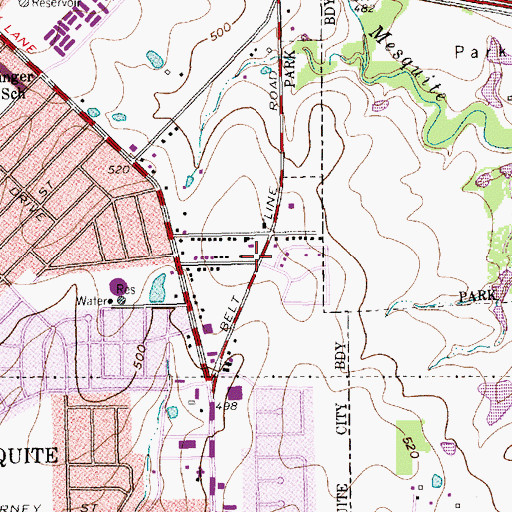 Topographic Map of Mesquite First Church of the Nazarene, TX