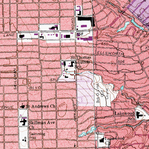 Topographic Map of All Saints Episcopal Church, TX