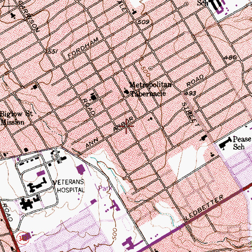 Topographic Map of New Life Church of God in Christ, TX