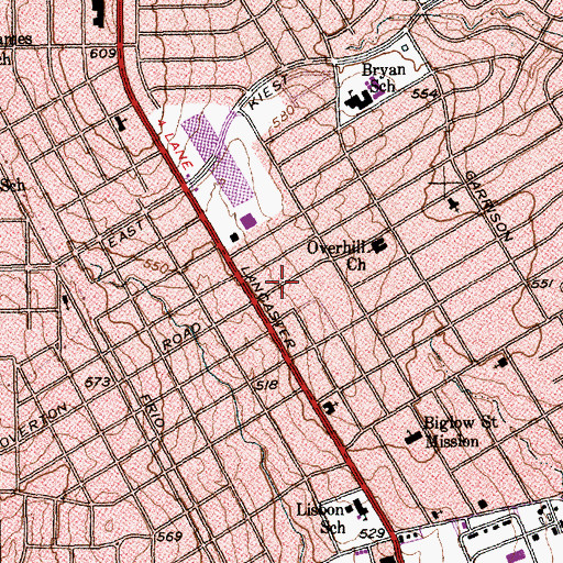 Topographic Map of Overton Road Holy Trinity Church of God in Christ, TX