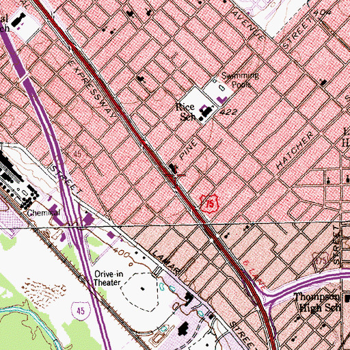 Topographic Map of Saint James Church of God in Christ, TX