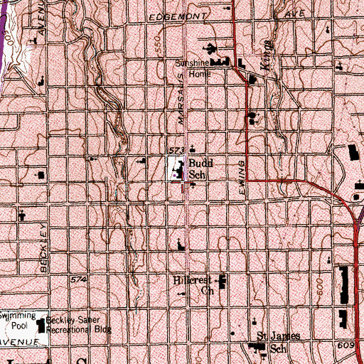 Topographic Map of Saintsville Church of God in Christ, TX