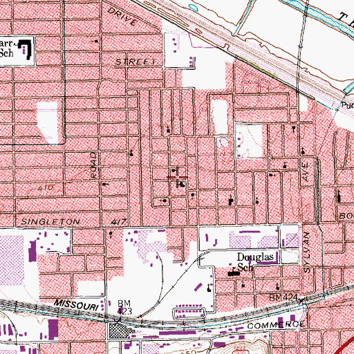 Topographic Map of Emanuel Church of God in Christ, TX