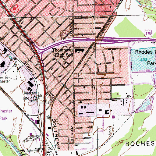 Topographic Map of Evangelist Temple Church of God in Christ, TX