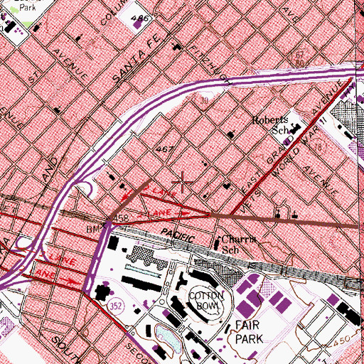 Topographic Map of Fair Park Church of God in Christ, TX