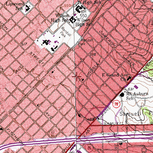 Topographic Map of Church of God, TX