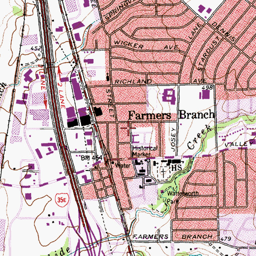 Topographic Map of Farmers Branch Church of God, TX