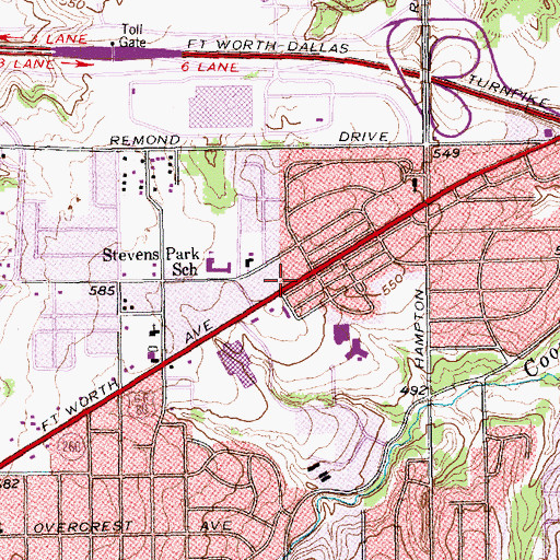 Topographic Map of Iglesia de Dios Stevens Park Church, TX
