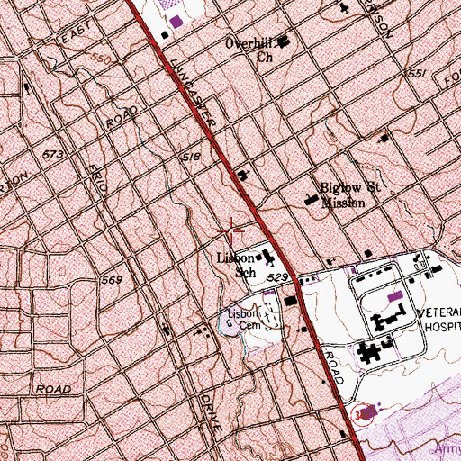 Topographic Map of Light of the World Church of God and Christ, TX