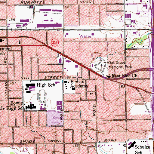 Topographic Map of Metro Church of God, TX