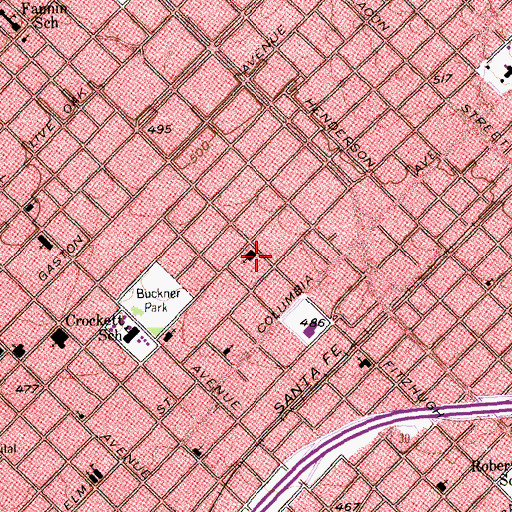 Topographic Map of Munger Place Spanish Church of God, TX