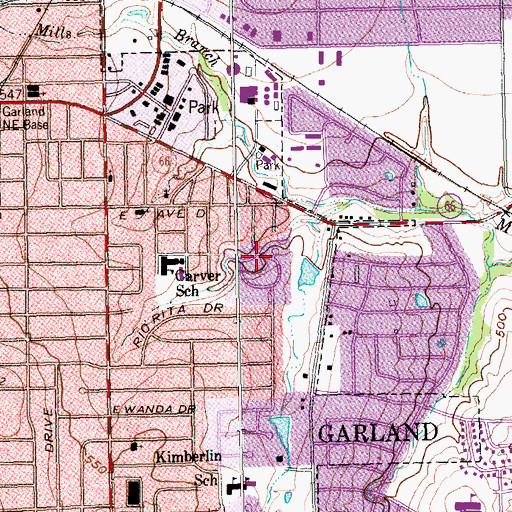 Topographic Map of Eastside Church of Christ, TX