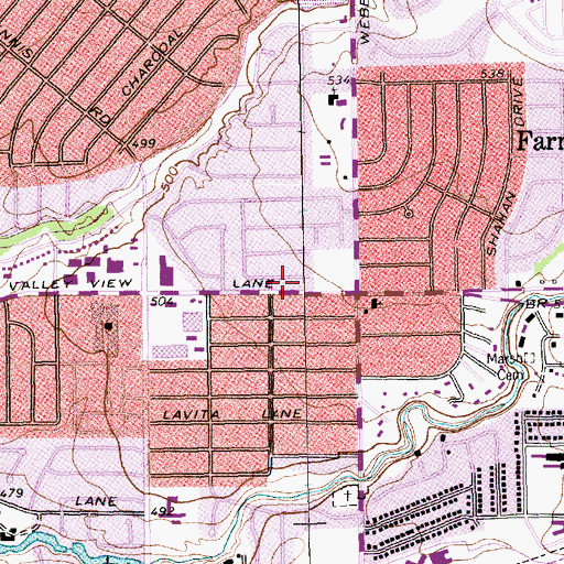 Topographic Map of Farmers Branch Church of Christ, TX