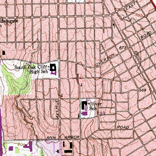 Topographic Map of Garza Avenue Church of Christ, TX