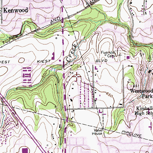 Topographic Map of Kiestview Church of Christ, TX