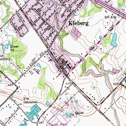 Topographic Map of Kleberg Church of Christ, TX