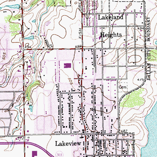 Topographic Map of Lakeview Church of Christ, TX