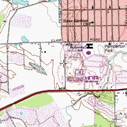 Topographic Map of Myrtle Street Church of Christ, TX
