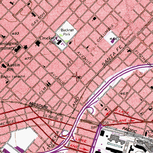 Topographic Map of Peak and East Side Church of Christ, TX