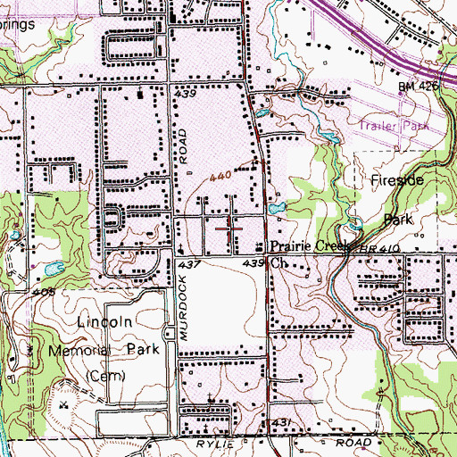 Topographic Map of Prairie Creek Church of Christ, TX