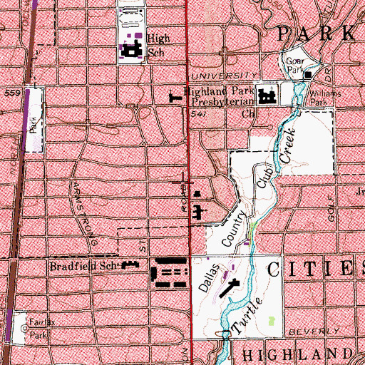 Topographic Map of Prestoncrest Church of Christ, TX
