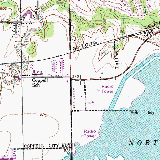 Topographic Map of Riverside Church of Christ, TX