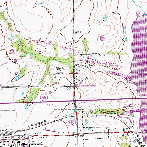 Topographic Map of Rowlett Church of Christ, TX