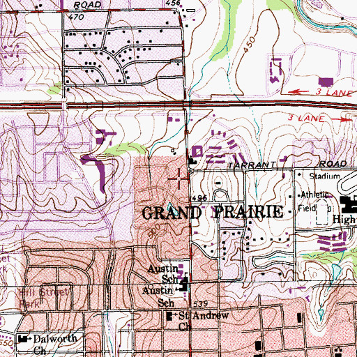 Topographic Map of Turnpike Church of Christ Teen House, TX