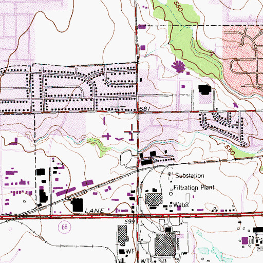 Topographic Map of Walnut Village Church of Christ, TX