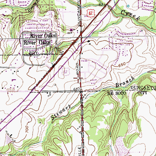 Topographic Map of Whispering Hills Church of Christ, TX