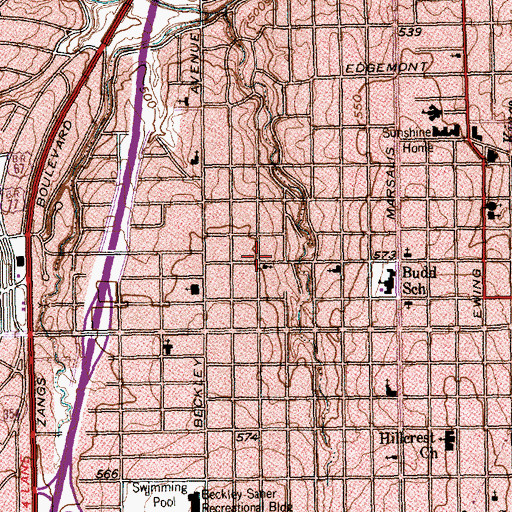Topographic Map of Woodin Boulevard Church of Christ, TX