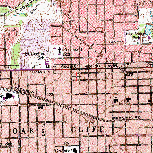 Topographic Map of Church of Christ Edgefield, TX