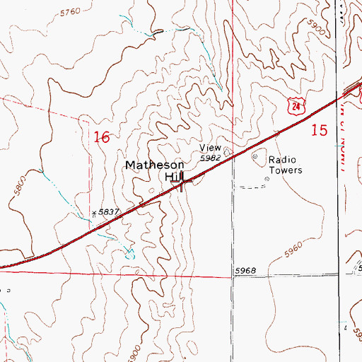 Topographic Map of Matheson Hill, CO