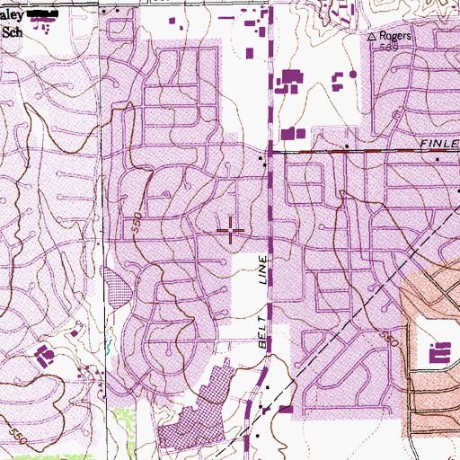 Topographic Map of Church of Christ Rochelle Road, TX