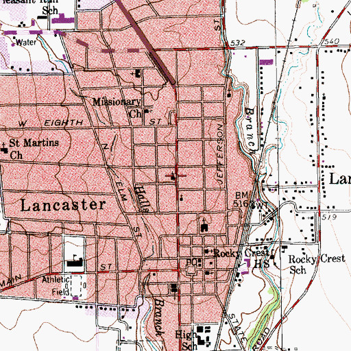 Topographic Map of Dallas Avenue Church of Christ, TX