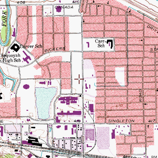 Topographic Map of Dallas West Church of Christ, TX