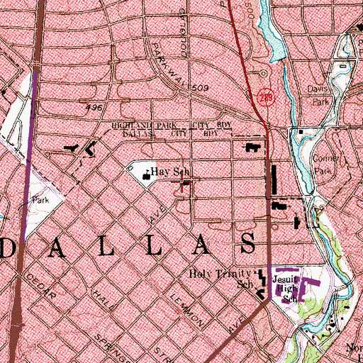 Topographic Map of Church of the Holy Cross, TX