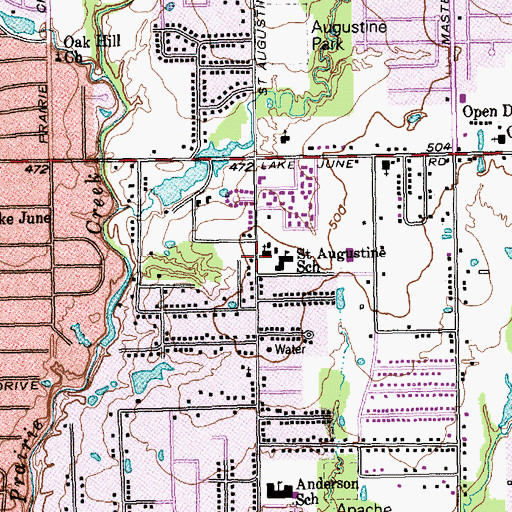 Topographic Map of Saint Augustine Church, TX
