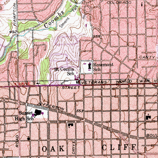 Topographic Map of Saint Cecilias Church, TX