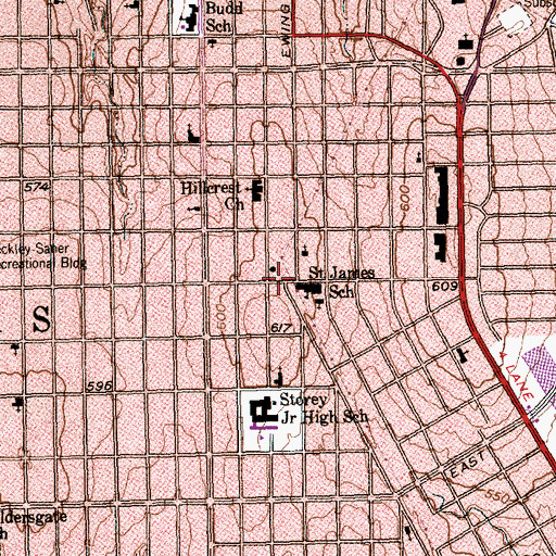 Topographic Map of Saint James Catholic Church, TX