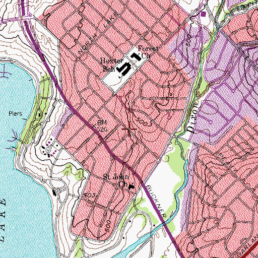 Topographic Map of Saint Johns Church, TX